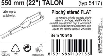 Stěrač FLAT BULK (TALON) 22"/550mm Compass