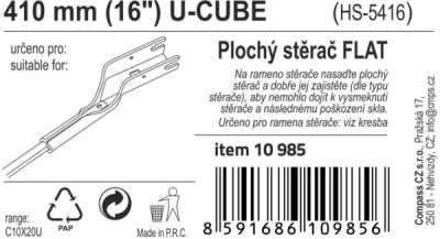 Stěrač FLAT BULK (U-CUBE) 16"/410mm Compass