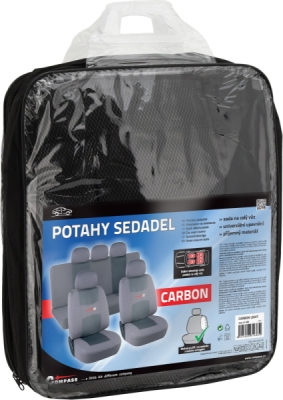 Compass potahy sedadel sada 9ks CARBON LIGHT šedé AIRBAG