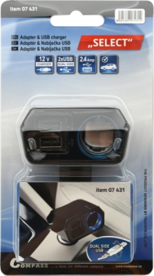 Compass adaptér pevný 12V + 2x USB 2400mA SELECT