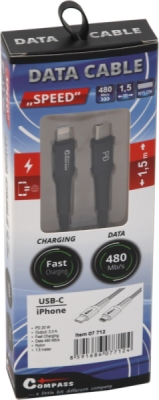 Compass datový a nabíjecí kabel SPEED USB-C / iPhone 480 Mb/s 1,5m