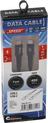 Compass datový a nabíjecí kabel SPEED USB-C / USB-C 480 Mb/s 1,5m