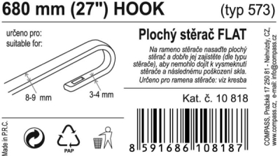 Stěrač FLAT BULK (HOOK) 27"/680mm Compass