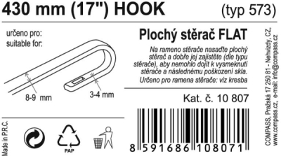 Stěrač FLAT BULK (HOOK) 17"/430mm Compass