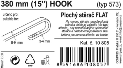 Stěrač FLAT BULK (HOOK) 15"/380mm Compass