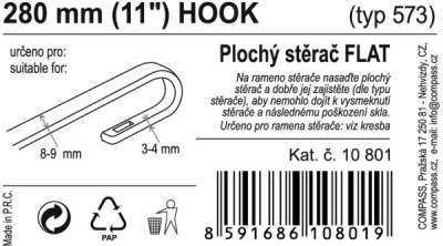 Stěrač FLAT BULK (HOOK) 11"/280mm Compass