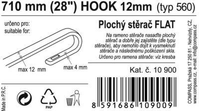 Stěrač FLAT BULK (HOOK 12mm) 28"/710mm Compass