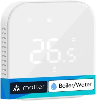 Meross Matter Smart Wi-Fi Termostat pro Kotel / Vodní Podlahové Topení, MTS215BMA, Bílý (EU verze)