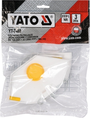 Maska protiprašná s ventilem YATO 3 kusy YT-7488