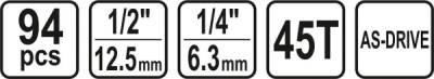 Gola sada 1/2" 94 ks Sthor Sthor TO-58687