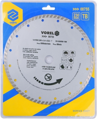 Vorel kotouč diamantový 230 x 22,2 x 2,4 mm turbo TO-08755
