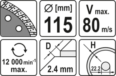 Yato Kotouč diamantový 115 x 22,2 x 2,4 mm turbo