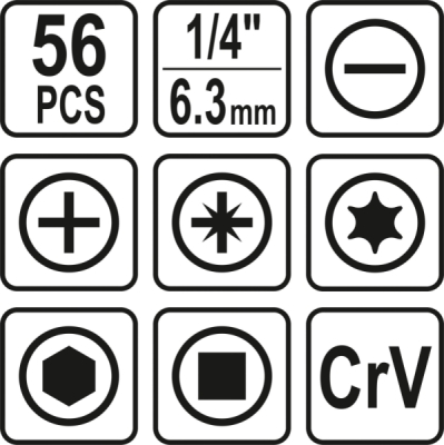 Sada bitů 1/4" 56ks Sthor TO-66310