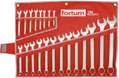 Klíče očkoploché, sada 21ks, 6-32mm FORTUM