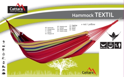 Houpací síť TEXTIL 200x100cm červeno-žlutá Cattara 13568