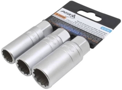 Hlavice na zapalovací svíčky, extra tenké, 3/8", 12hran, 14, 16, 18 mm, 3 ks - ASTA A-3SP38