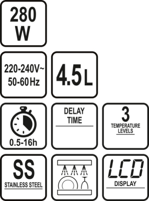 Pomalý hrnec 280W 4,5L s časovačem Lund TO-67640