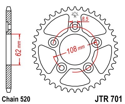 Řetězová rozeta JT JTR 701-43 43 zubů, 520