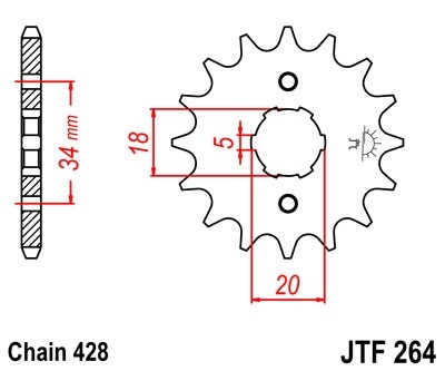 Řetězové kolečko JT JTF 264-15 15 zubů, 428