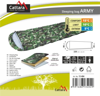 Spací pytel dekový Cattara ARMY 5°C