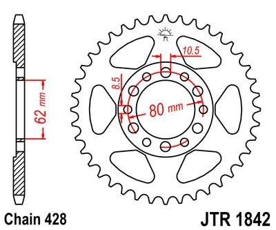 Řetězová rozeta JT JTR 1842-52 52 zubů, 428