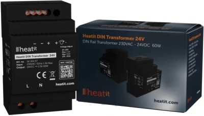 HEATIT DIN Transformer 24V, měnič napětí na DIN lištu 230VAC - 24VDC 60W
