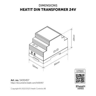 HEATIT DIN Transformer 24V, měnič napětí na DIN lištu 230VAC - 24VDC 60W
