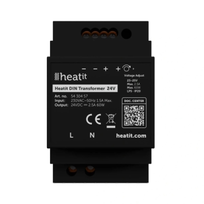 HEATIT DIN Transformer 24V, měnič napětí na DIN lištu 230VAC - 24VDC 60W