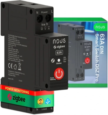 Nous D3Z Zigbee DIN Smart Spínací Modul 25A (1 kanál, s meraním spotreby)
