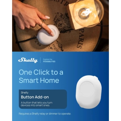 Shelly Button Add-on Černý - kryt s tlačítkem pro moduly Shelly Plus, Gen3 a Gen4