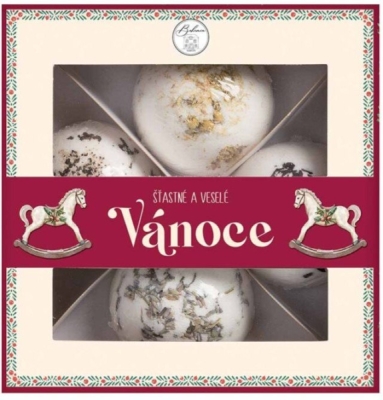 Vánoční kosmetický balíček pralinky do koupele – 4x šumivá bomba do vany 55 g