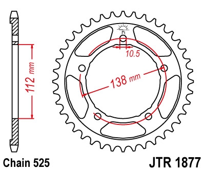 Řetězová rozeta JT JTR 1877-47 47 zubů, 525