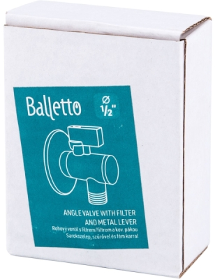 Ventil rohový s filtrem a kovovou pákou, 1/2"-1/2" 81153 Balletto