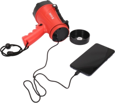 Lampa pistolová POWER LED, bezpřívodová, 3,7V Li-ion, dosvit 250m, 1200lm, IP68 Yato YT-08551
