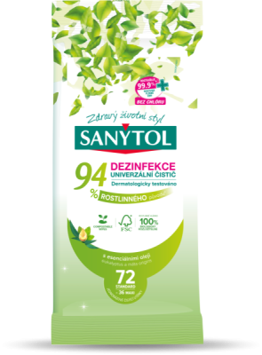 SANYTOL Dezinfekcia 94 % rastlinného pôvodu utierky 2 x 36 ks
