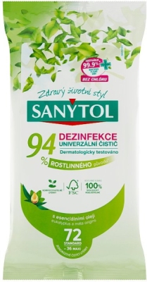 SANYTOL Dezinfekcia 94 % rastlinného pôvodu utierky 2 x 36 ks