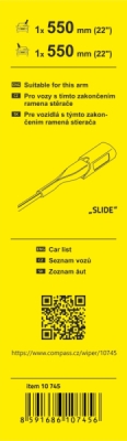 Stěrače FLAT SET (SLIDE) 550+550mm Compass