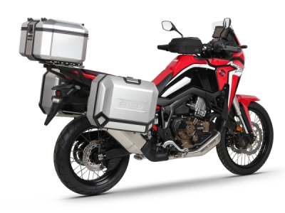 Kompletní sada bočních černých hliníkových kufrů SHAD 130.kitTERRAside-2B TERRA BLACK 36L/47L , včetně montážní sady SHAD HONDA CRF 1100 Africa Twin
