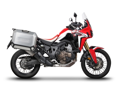 Kompletní sada bočních černých hliníkových kufrů SHAD 130.kitTERRAside-4B TERRA BLACK 36L/47L , včetně montážní sady SHAD HONDA CRF 1000 Africa Twin