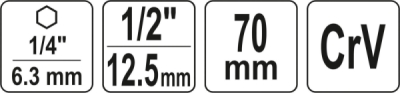 Nástavec 1/4" - 1/2" 70mm Yato YT-04627