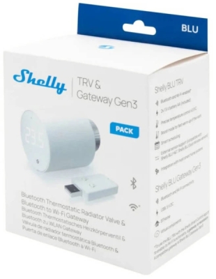Shelly BLU TRV Single Pack + BLU Gateway Gen3 - termostatická radiátorová hlavice s bránou (Bluetooth)