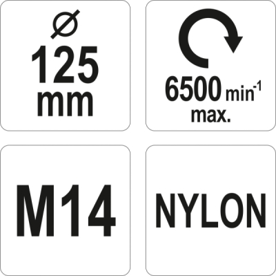 Kartáč nylonový 125mm M14 Yato YT-47785