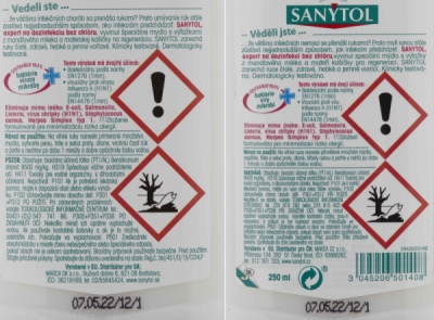 SANYTOL dezinfekční mýdlo vyživující 250ml