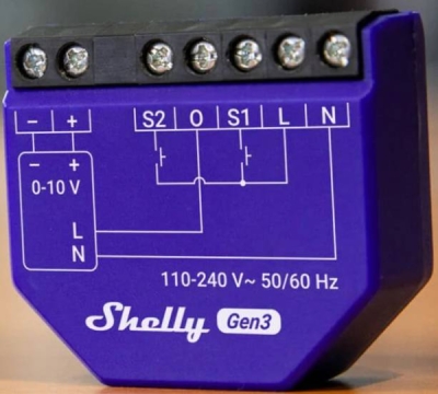 Shelly Dimmer 0/1-10V PM Gen3 - stmívací modul (WiFi)