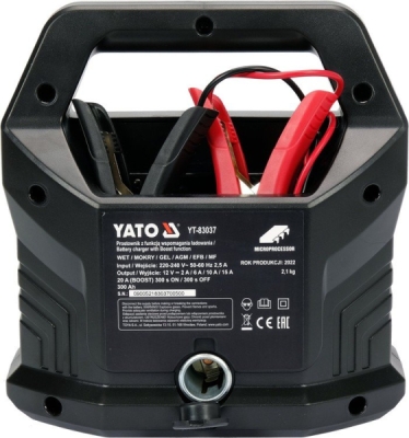 Nabíječka s LED displejem 12V / 2A, 6A, 10A, 15A BOOST 300s 20A Yato YT-83037