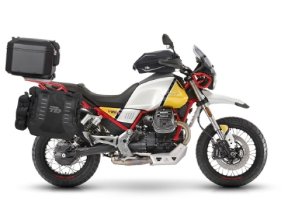 Kompletní sada sedlových brašen SHAD 130.kitTR40big48-7B TERRA TR40 a černého hliníkového 48L topcase, včetně montážní sady SHAD MOTO GUZZI V 85 TT