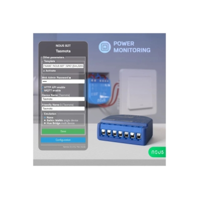 Nous B2T WiFi Tasmota Spínací Modul (1 kanál, měření spotřeby, ESP32)