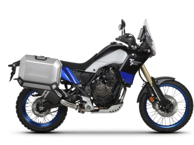 Kompletní sada bočních černých hliníkových kufrů SHAD 130.kitTERRAside-12B TERRA BLACK 36L/47L , včetně montážní sady SHAD YAMAHA Tenere 700 XTZ690