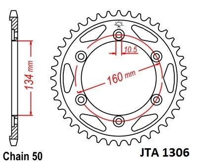 Hliníková řetězová rozeta JT JTA 1306-43 43 zubů, 530