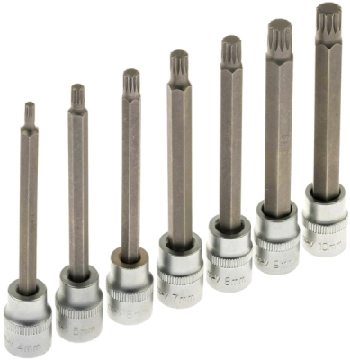 Zástrčné hlavice XZN 3/8”, rozměry M4-M10, prodloužené 110 mm, 7 ks - SATRA S-SPB738